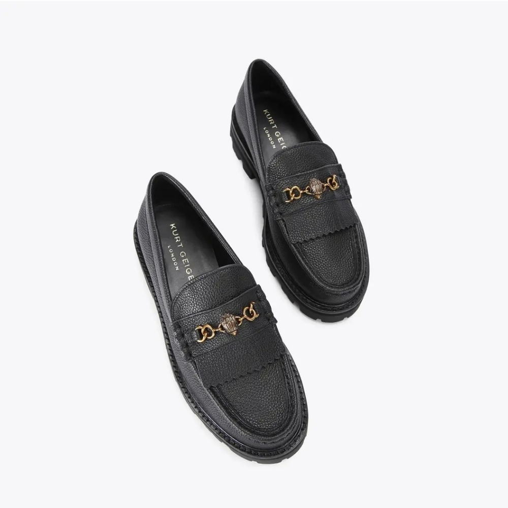 NIB Kurt Geiger Leather Carnaby Chunky Loafers, Black size EU 38.5 or US 8